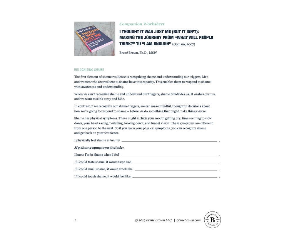 A companion worksheet to I Thought It Was Just Me (But It Isn’t).